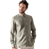 Casual Linen Shirt Olive Green - Shirt_Man - KAMPOS